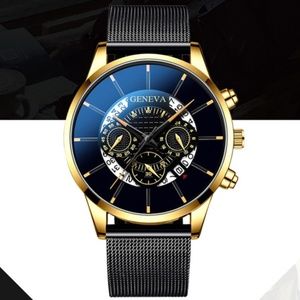 Stainless Steel Geneva Luxury Calendar Watch NWT